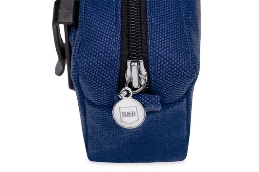 A Bowl&Bone Republic dog treat bag with a zipper in MIDI navy.