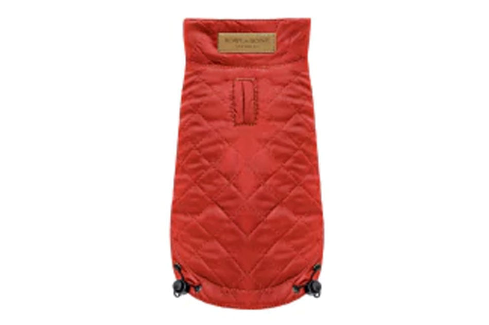 A SPIRIT red dog jacket with a zipper on the back from Bowl&Bone Republic.