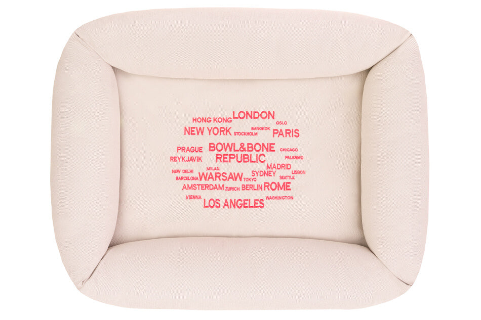 A luxurious baby dog bed by Bowl&Bone Republic, inspired by the vibrant energy of London.