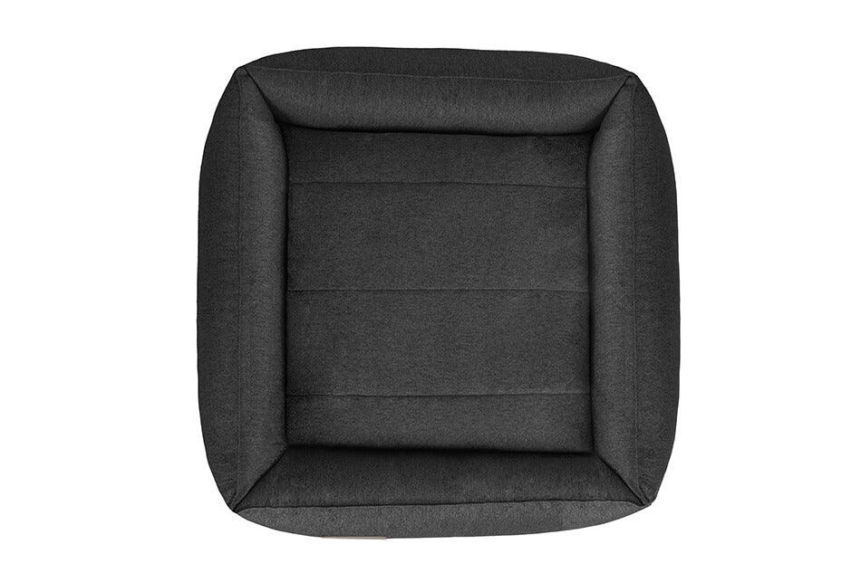 A Bowl&Bone Republic dog bed in black graphite on a white background.