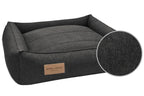 A Bowl&Bone Republic dog bed URBAN graphite with a brown tag.