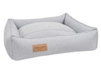 A dog bed URBAN grey with a leather label Bowl&Bone.