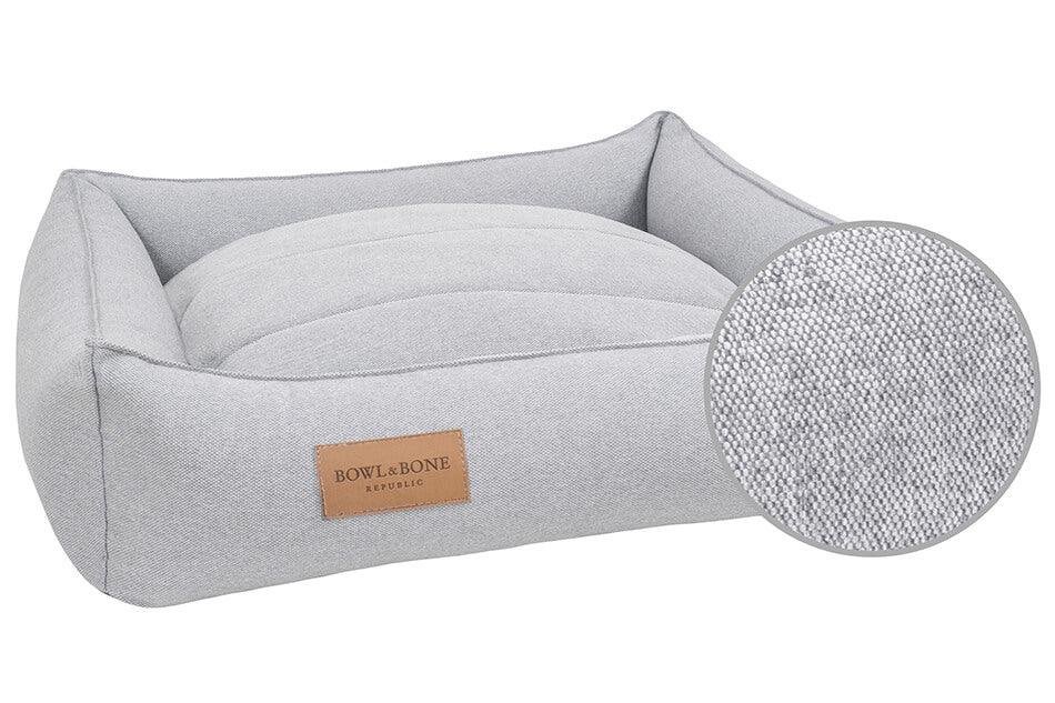 A URBAN grey leather dog bed by Bowl&Bone Republic.