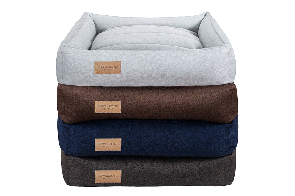 Four Bowl&Bone Republic dog bed URBAN stacked on top of each other.
