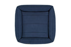 A dog bed URBAN with a blue cover, by Bowlandbone.
