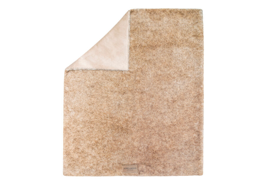 A Brown Bowlandbone dog blanket for a cozy nap on a white background.