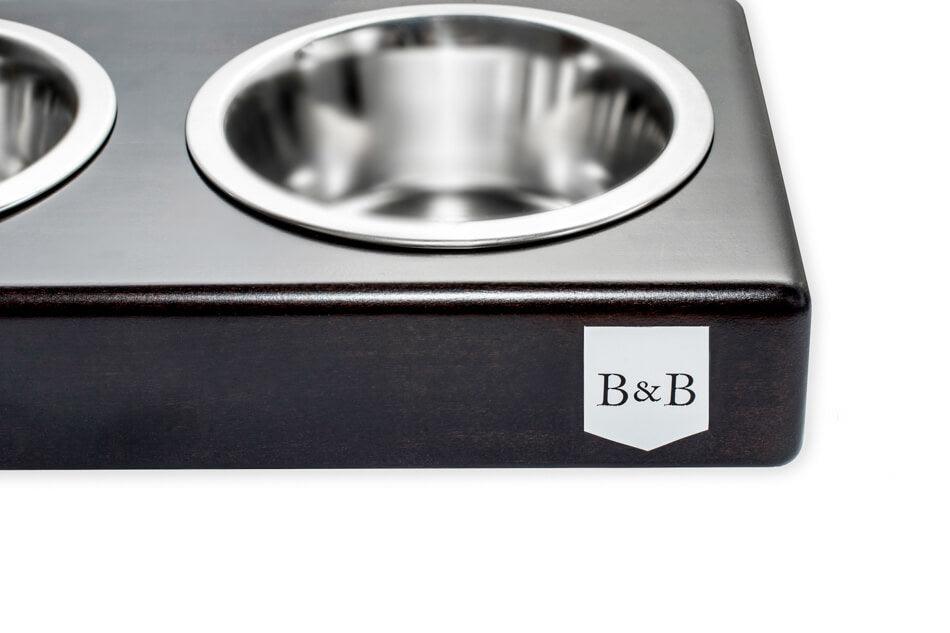 Two DUO Bowlandbone Republic dog bowls in chestnut.