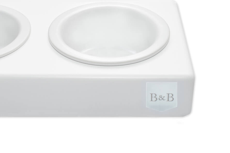 Bowlandbone dog bowl DUO CERAMIC jasmine - white by Bowl&Bone Republic.