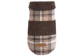 A brown and tan plaid Bowl&Bone Republic dog coat.