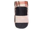 A pair of dog coat ORANGE slippers from Bowl&Bone Republic with a plaid pattern.