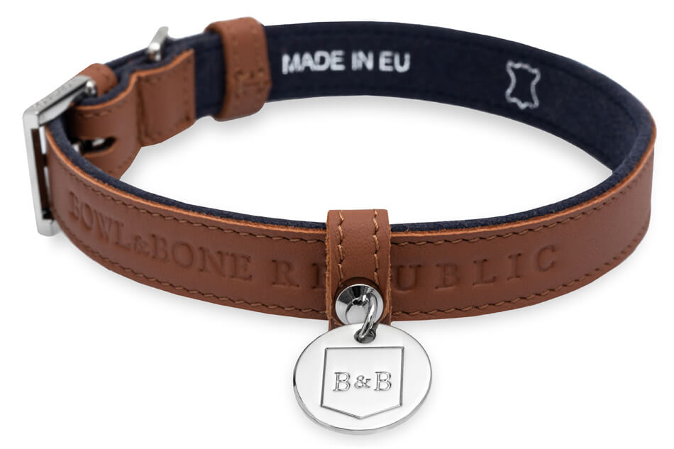 Bowl&Bone Republic European brown dog collar.