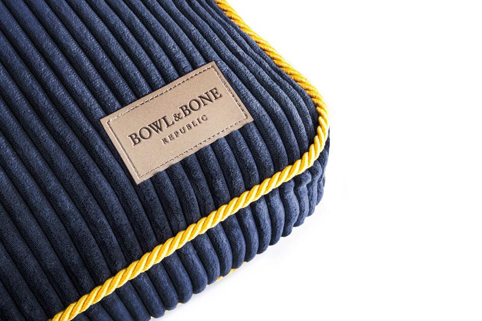 Bowlandbone dog cushion bed in DECO sapphire design by Bowl&Bone Republic.