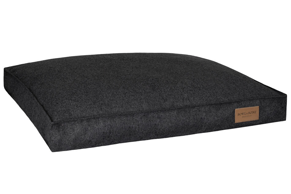 A Bowlandbone Republic dog cushion bed LOFT graphite on a white background.