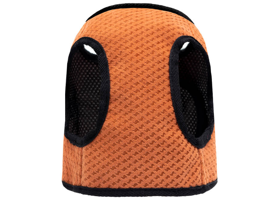 The back view of a Bowl&Bone Republic dog harness SOHO orange.