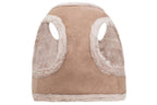 A Bowl&Bone Republic beige dog harness with fur trim.