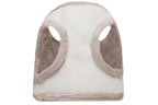 A white and grey Bowlandbone Republic dog harness with fur trim.
