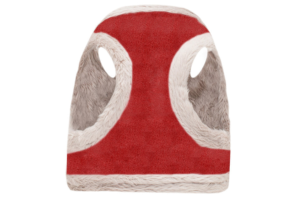 A Bowl&Bone Republic YETI red vest with a santa hat on it.