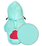 A CLOUD azure dog hoodie with a red heart on it from Bowl&Bone Republic.
