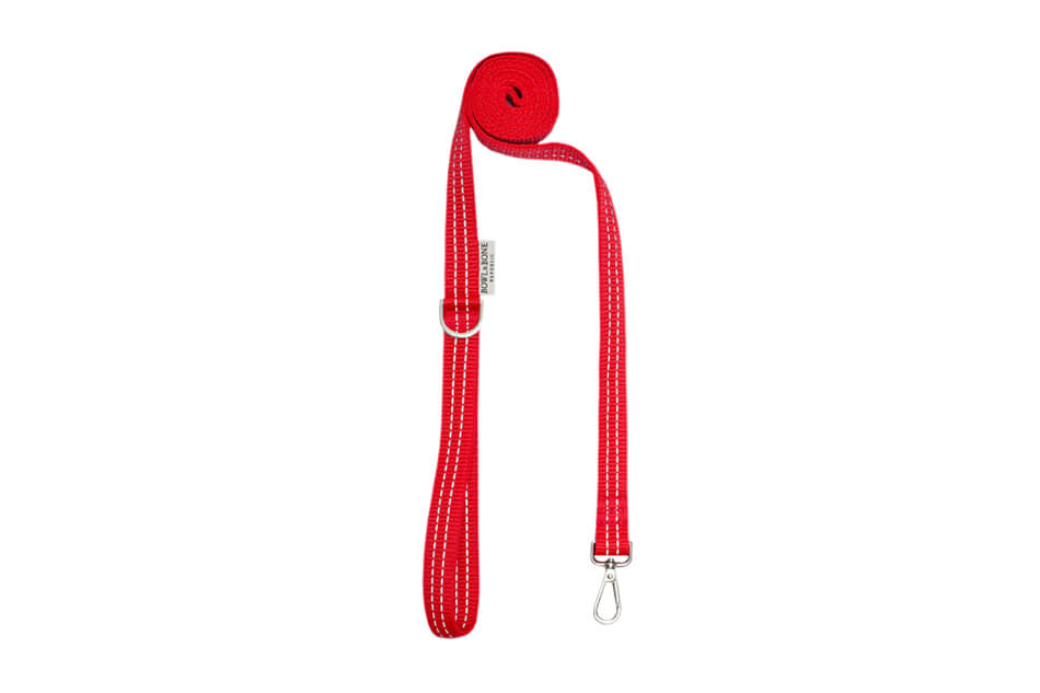 A red dog harness made by Bowl&Bone Republic.