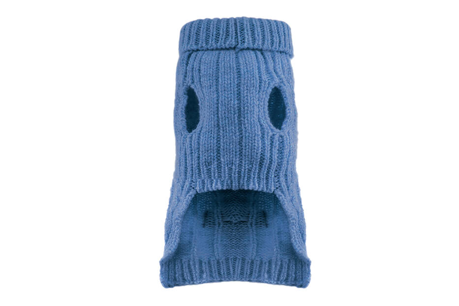 A dog sweater ASPEN blue by Bowl&Bone Republic.
