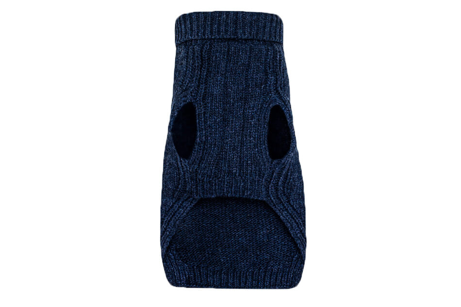 A blue Bowl&Bone Republic dog sweater SNOWFLAKE for dogs.