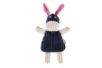 A Bowl&Bone Republic bunny plush toy with a pink dress.