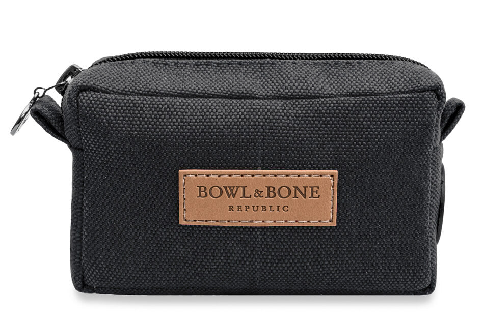 Bowlandbone dog treat bag MIDI black featuring Bowl&Bone Republic design.