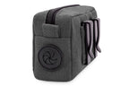 A Bowl&Bone Republic dog treat bag, graphite with a black zipper.