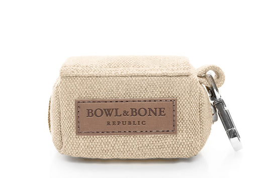 Bowlandbone Republic dog waste bag holder MINI beige - tan.