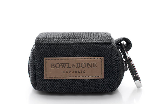 Bowlandbone dog waste bag holder MINI in black by Bowl&Bone Republic.