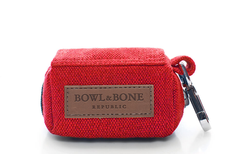 Bowlandbone dog waste bag holder MINI red from Bowl&Bone Republic.